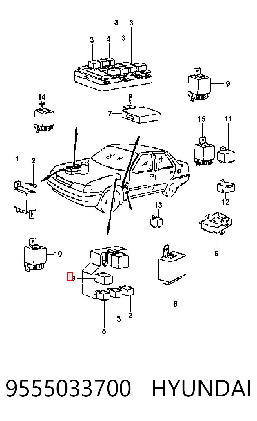 9555033700 Hyundai/Kia Intermitente de espejo