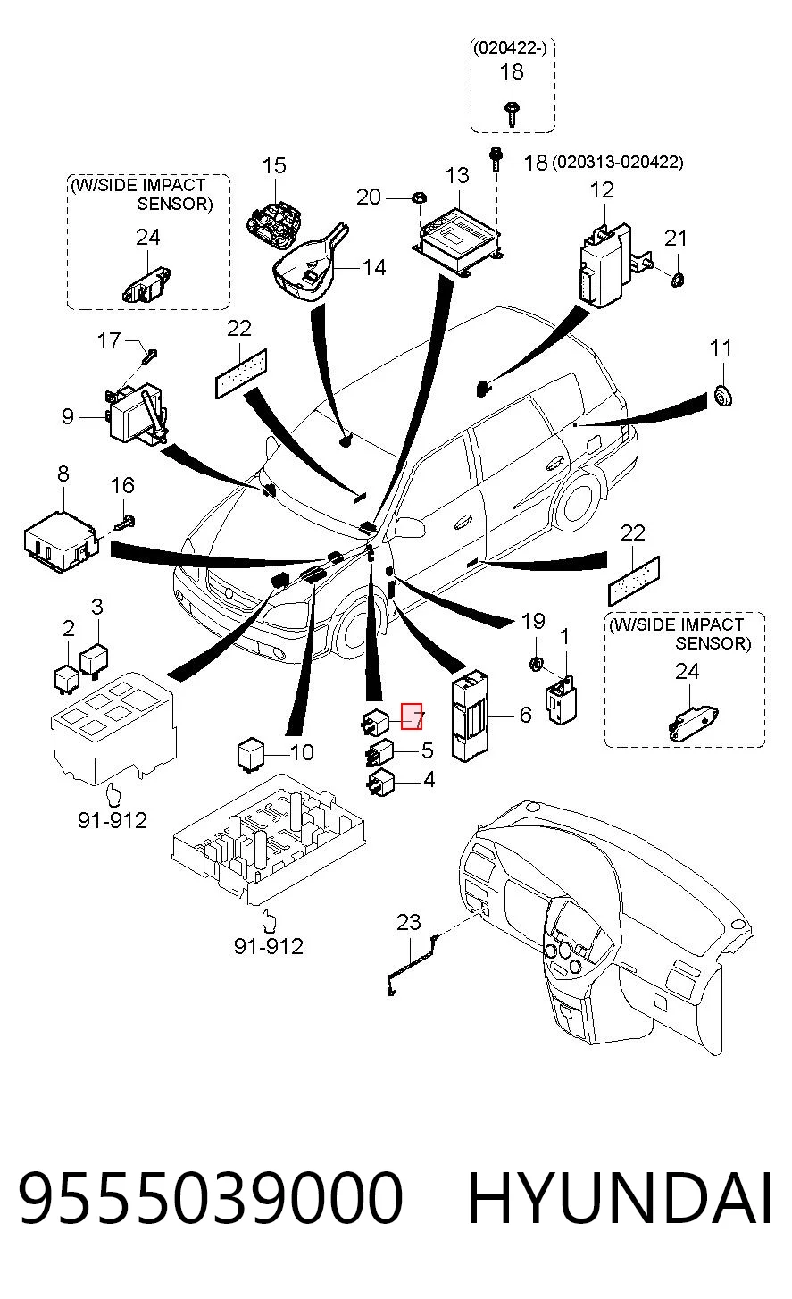 9555039000 Hyundai/Kia Intermitente de espejo