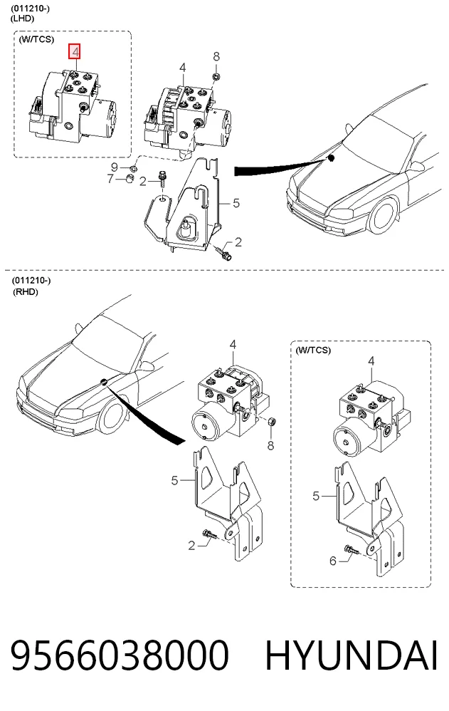 Unidad de control ABS hidráulico para Hyundai Sonata IV EF