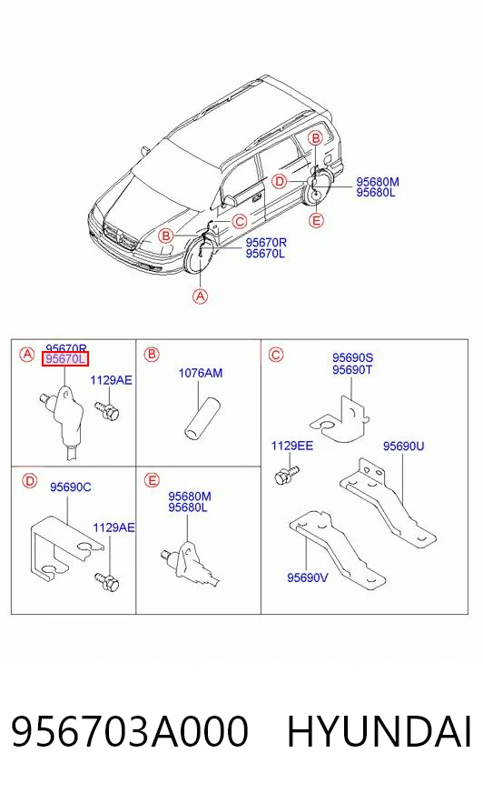 Sensor ABS delantero izquierdo 956703A000 HYUNDAI