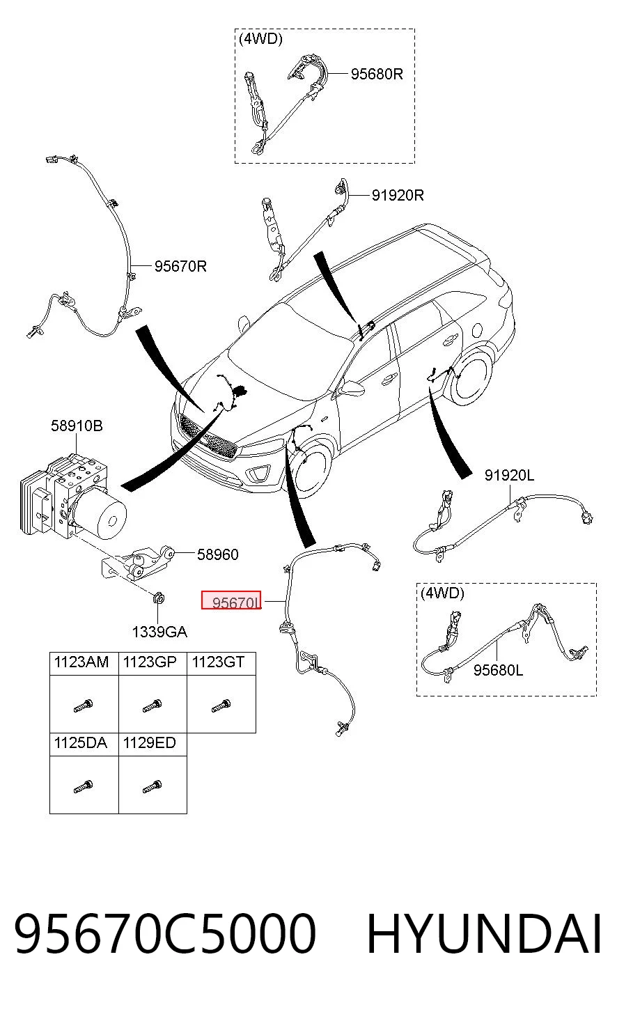 95670C5000 Hyundai/Kia Sensor revoluciones de la rueda, delantero izquierdo
