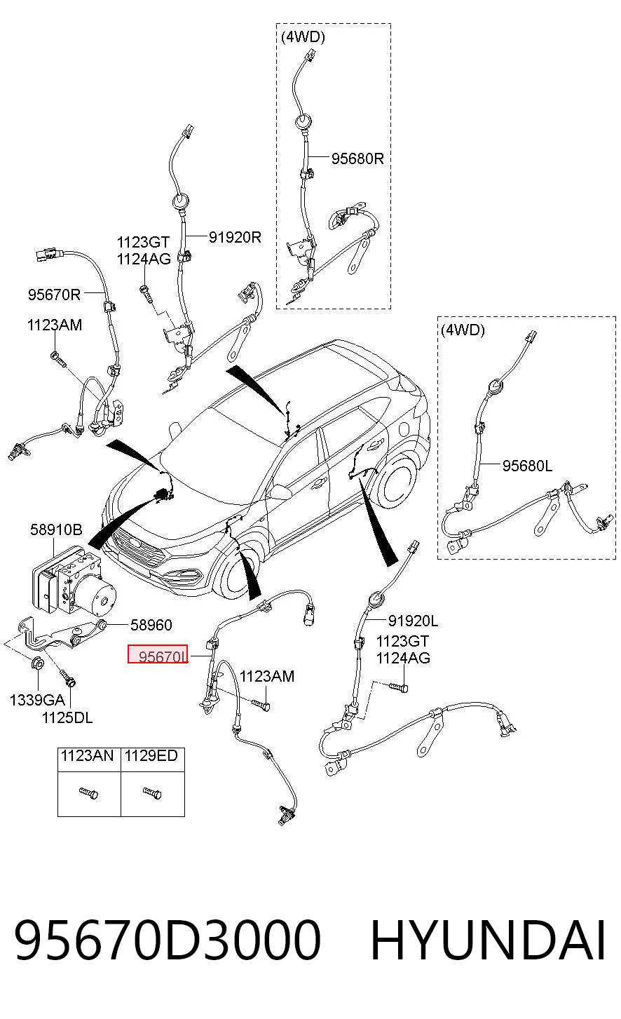95670D3000 Hyundai/Kia Sensor de freno, delantero izquierdo