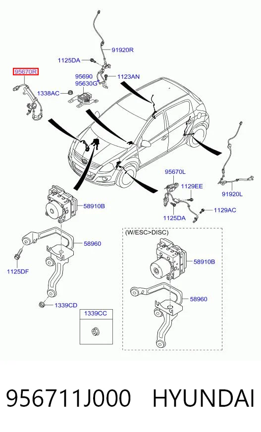 956711J000 Hyundai/Kia Sensor de freno, delantero derecho