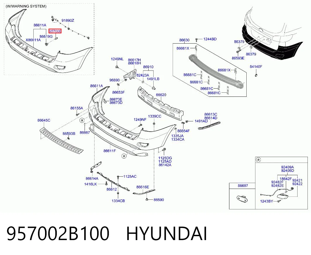 957002B100 Hyundai/Kia Sensor alarma de estacionamiento trasero 