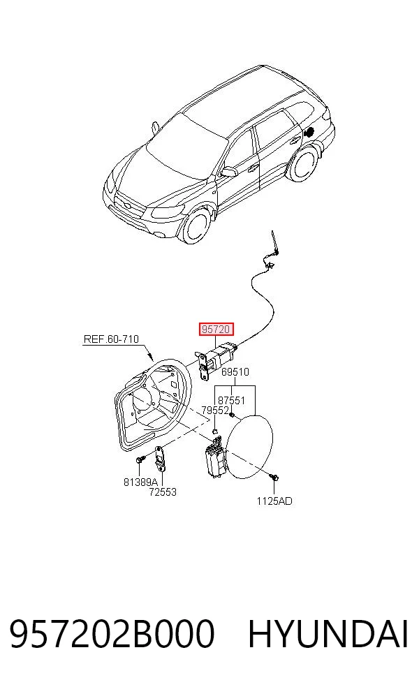 Motor apertura de tapa combustible para Hyundai Santa Fe II CM