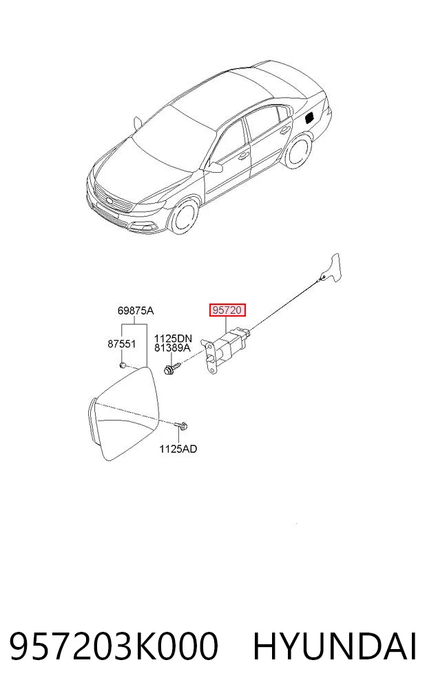 957203K000 Hyundai/Kia Motor apertura de tapa combustible