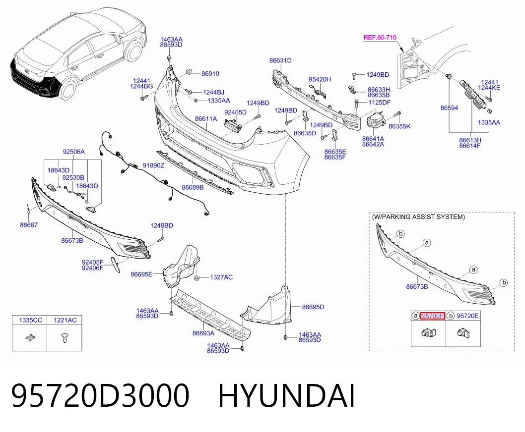 95720D3000 Hyundai/Kia Sensor de estacionamiento delantero