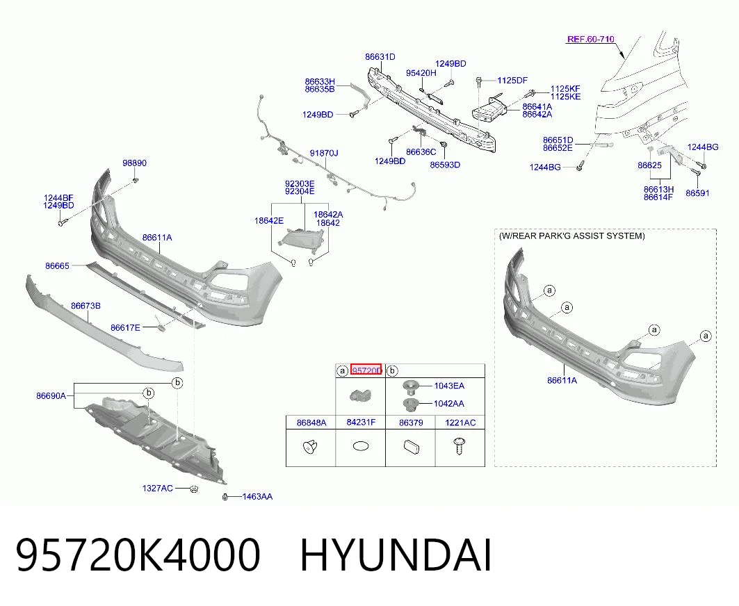 95720K4000 Hyundai/Kia Sensor alarma de estacionamiento trasero 