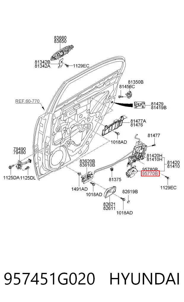 957451G020 Hyundai/Kia Motor de cierre centralizado de puerta trasera izquierda