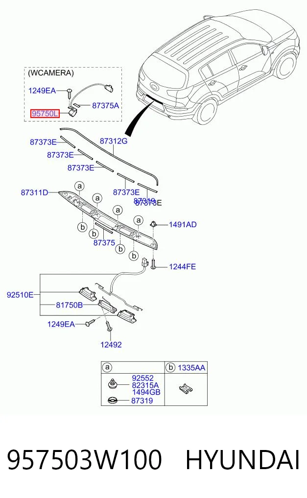 957503W100 Hyundai/Kia Cámara del sistema de visión