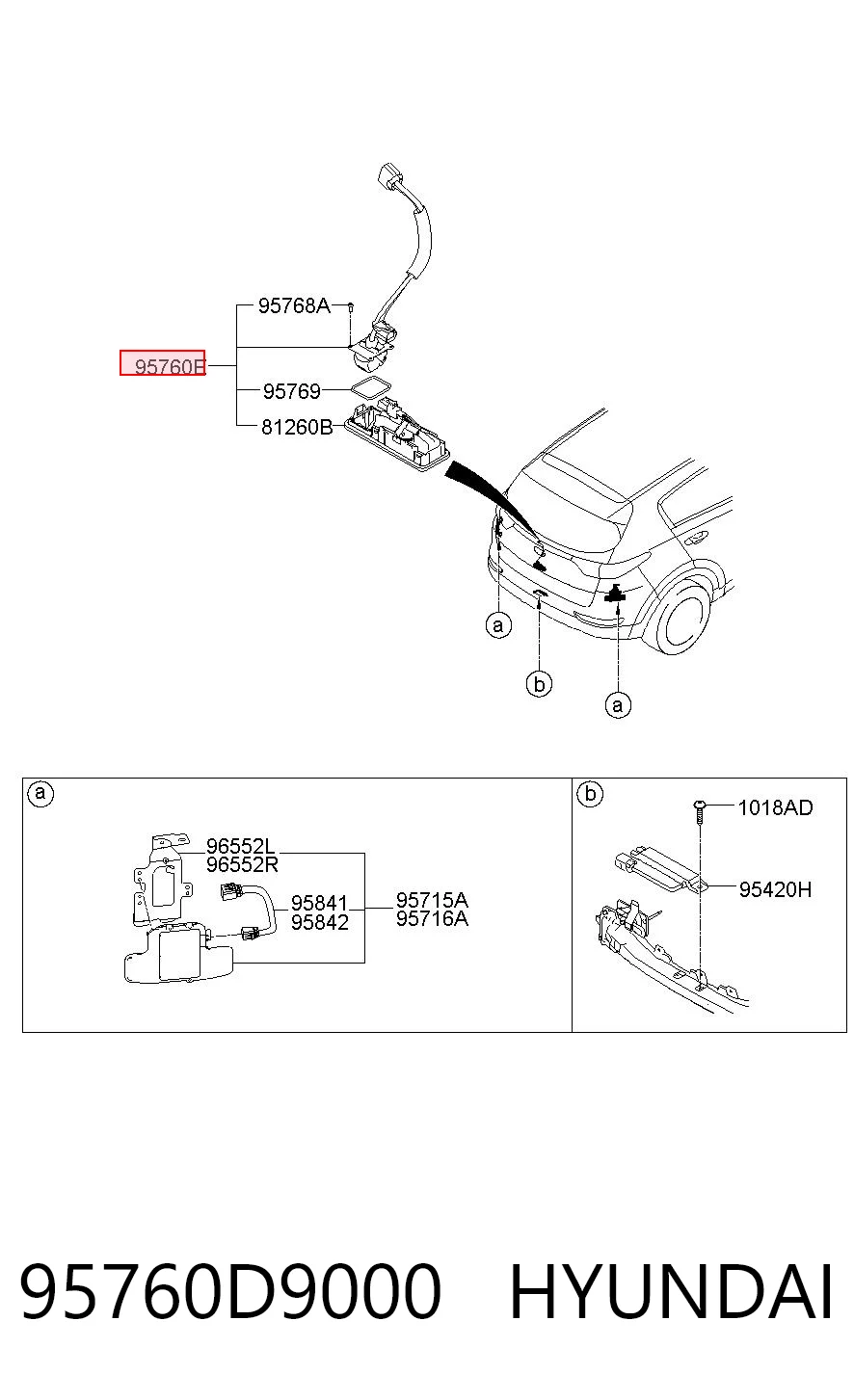 95760D9000 Hyundai/Kia Cámara del sistema de visión