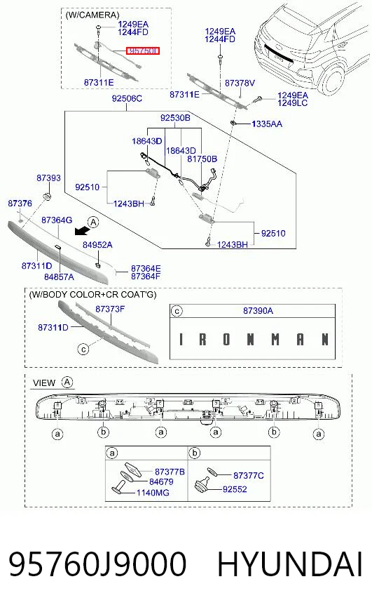 95760J9000 Hyundai/Kia Cámara del sistema de visión