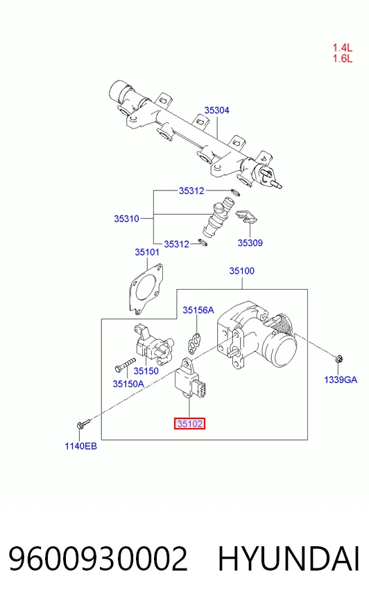 9600930002 Hyundai/Kia Sensor de posición del acelerador