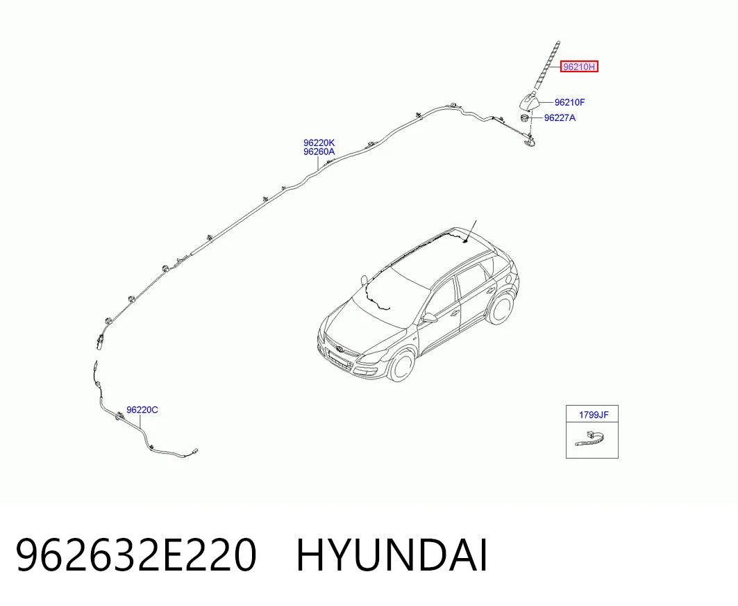 962632E220 Hyundai/Kia Vástago de antena