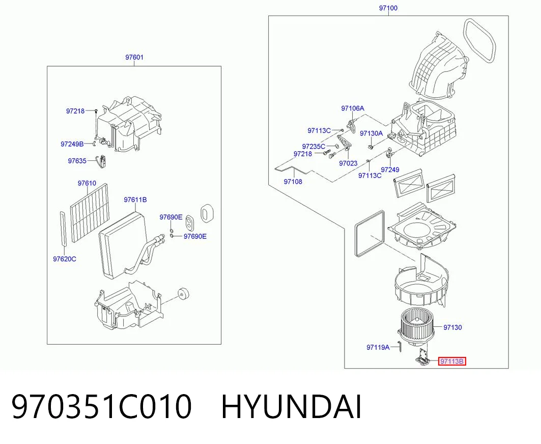 970351C010 Hyundai/Kia Resistencia de calefacción