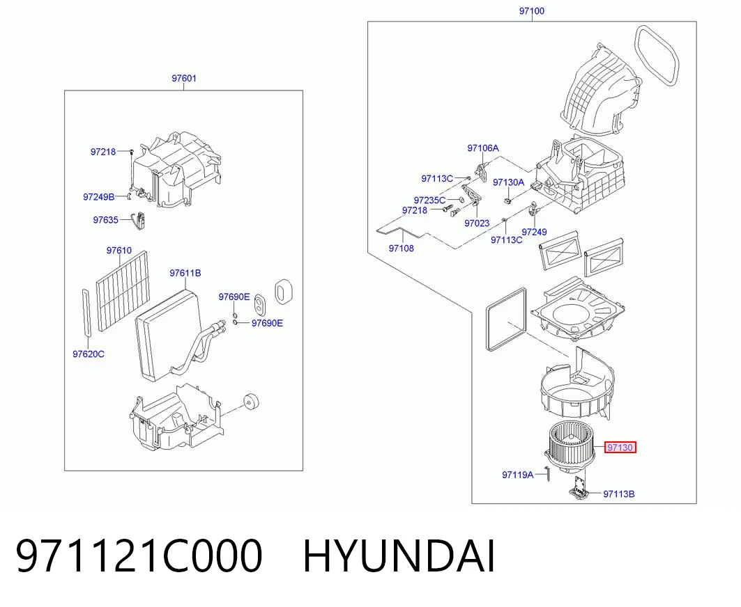 971121C000 Hyundai/Kia Ventilador de habitáculo