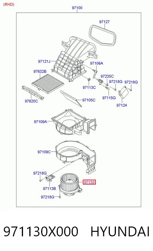 971130X000 Hyundai/Kia Ventilador de habitáculo