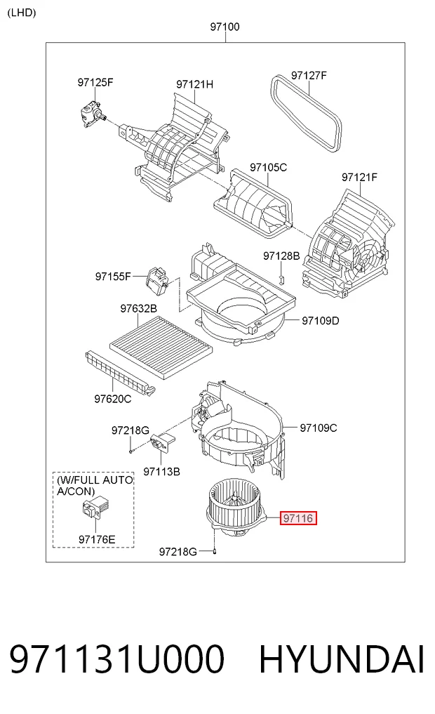 971131U000 Hyundai/Kia Ventilador de habitáculo