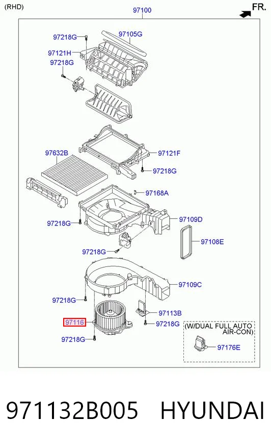 971132B005 Hyundai/Kia Ventilador de habitáculo