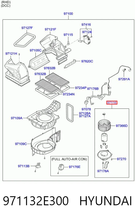 971132E300 Hyundai/Kia Ventilador de habitáculo
