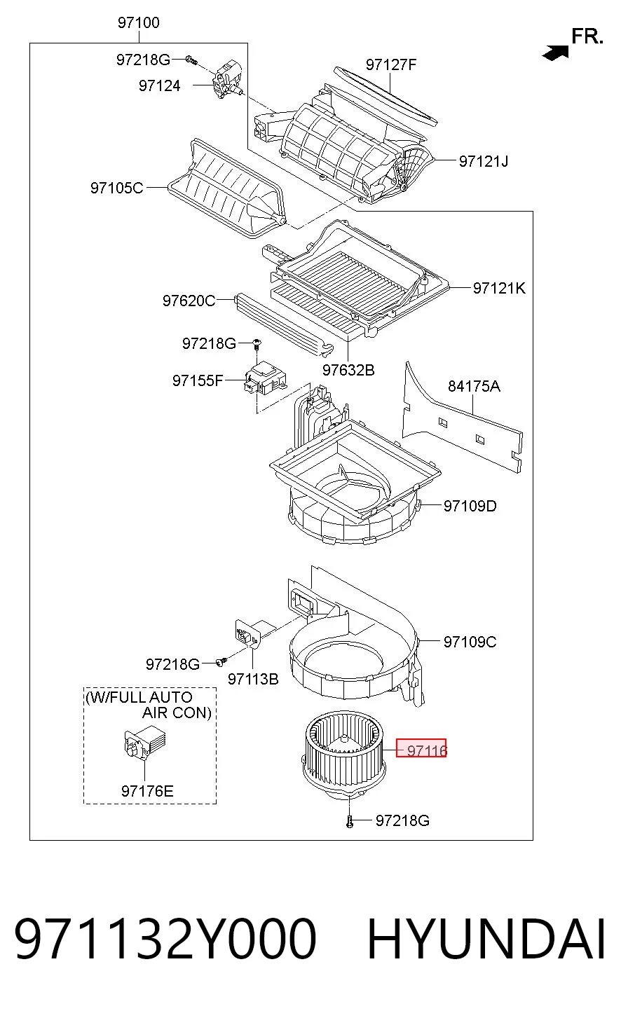 971132Y000 Hyundai/Kia Ventilador de habitáculo