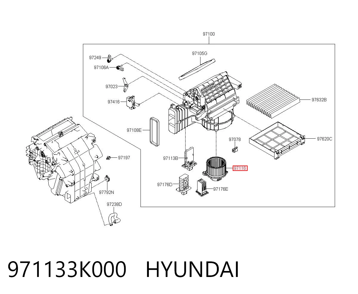 971133K000 Hyundai/Kia Ventilador de habitáculo