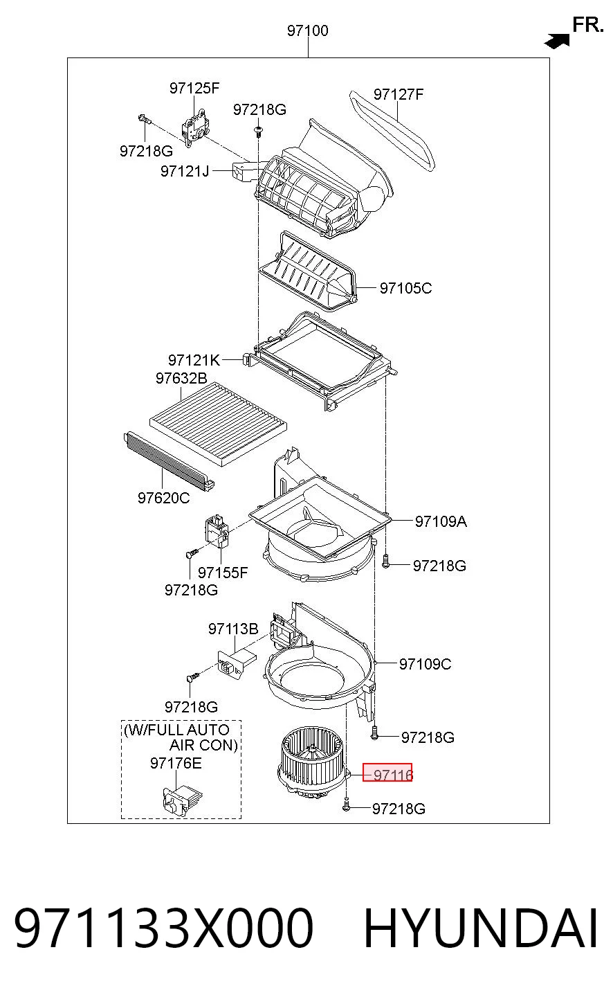 971133X000 Hyundai/Kia Ventilador de habitáculo