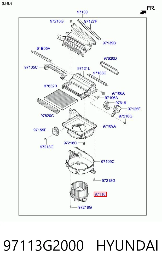 97113G2000 Hyundai/Kia Ventilador de habitáculo