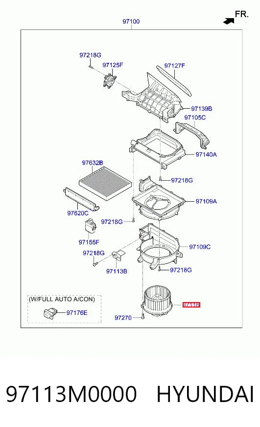 97113M0000 Hyundai/Kia Ventilador de habitáculo