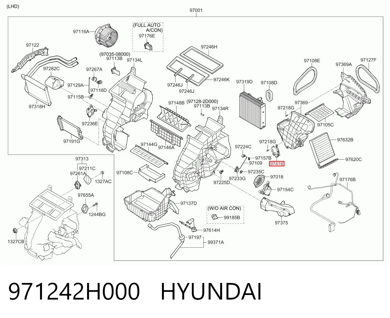 971242H000 Hyundai/Kia Actuador de compuerta de calefacción
