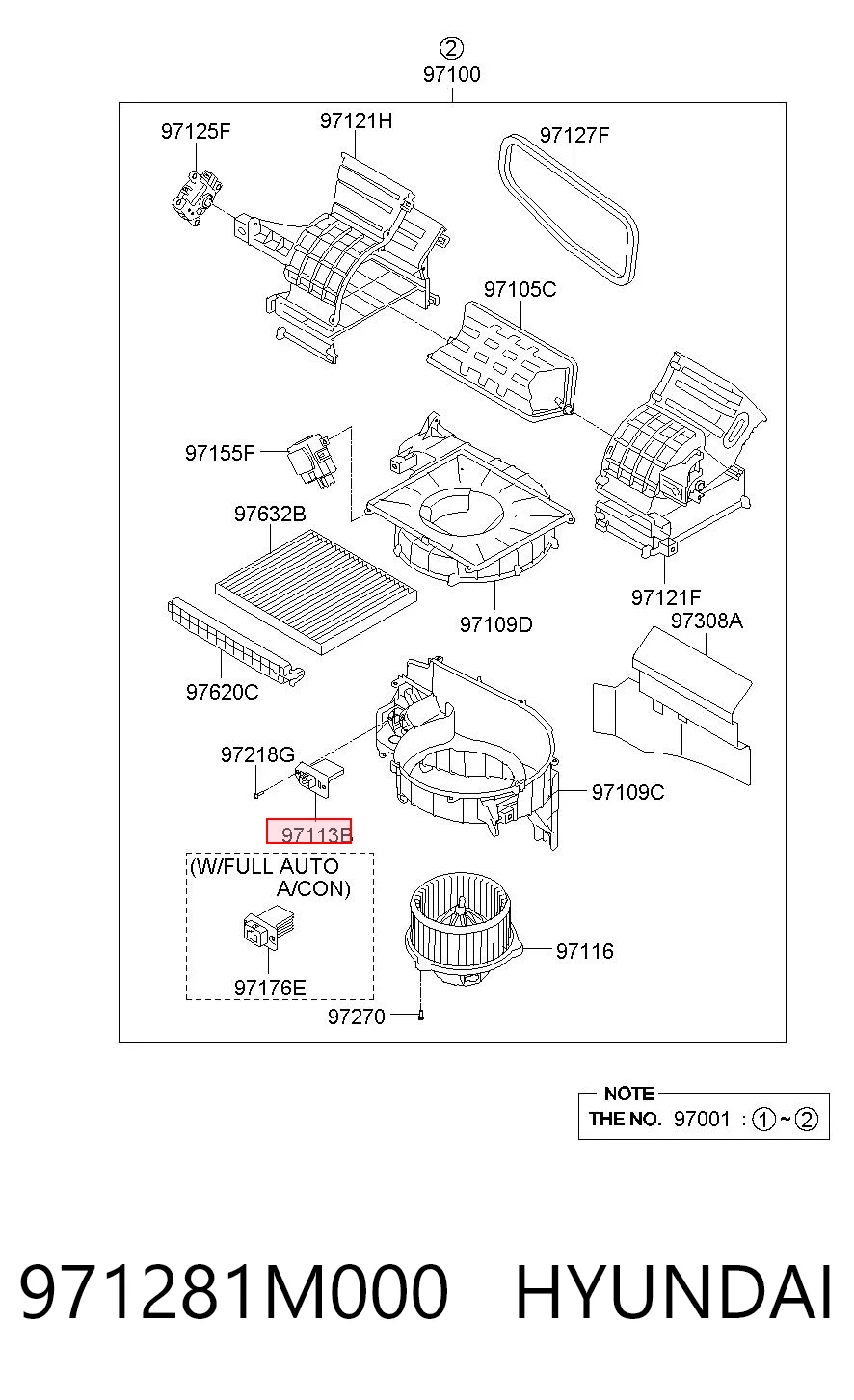 971281M000 Hyundai/Kia Resistencia de calefacción