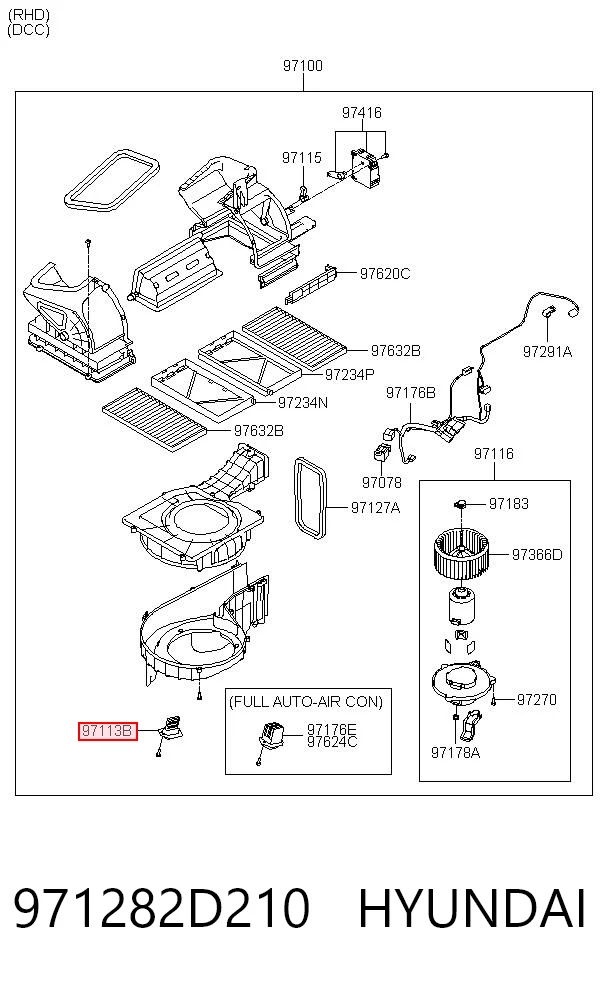 971282D210 Hyundai/Kia Resistencia de calefacción