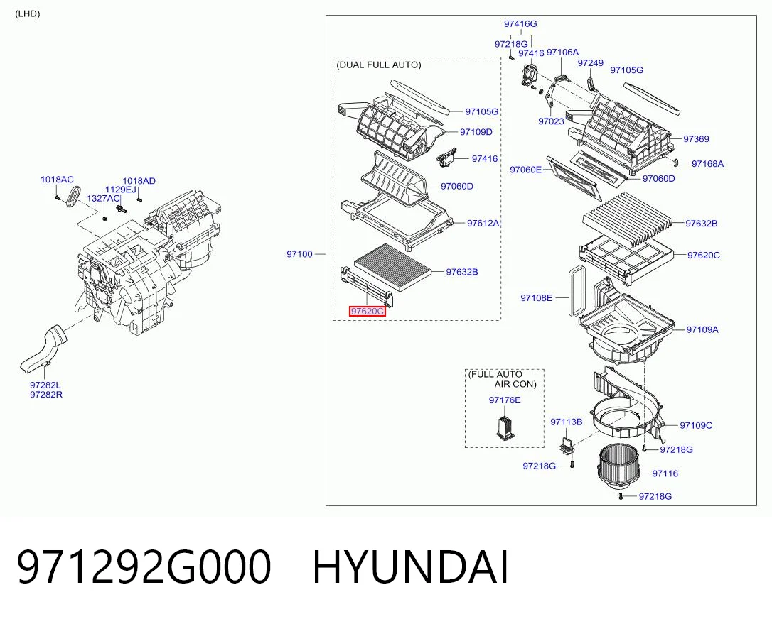 971292G000 Hyundai/Kia Marco del filtro de habitáculo