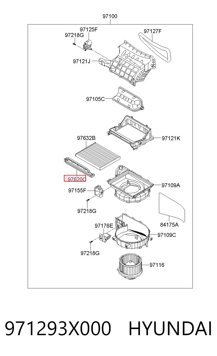 971293X000 Hyundai/Kia Marco del filtro de habitáculo
