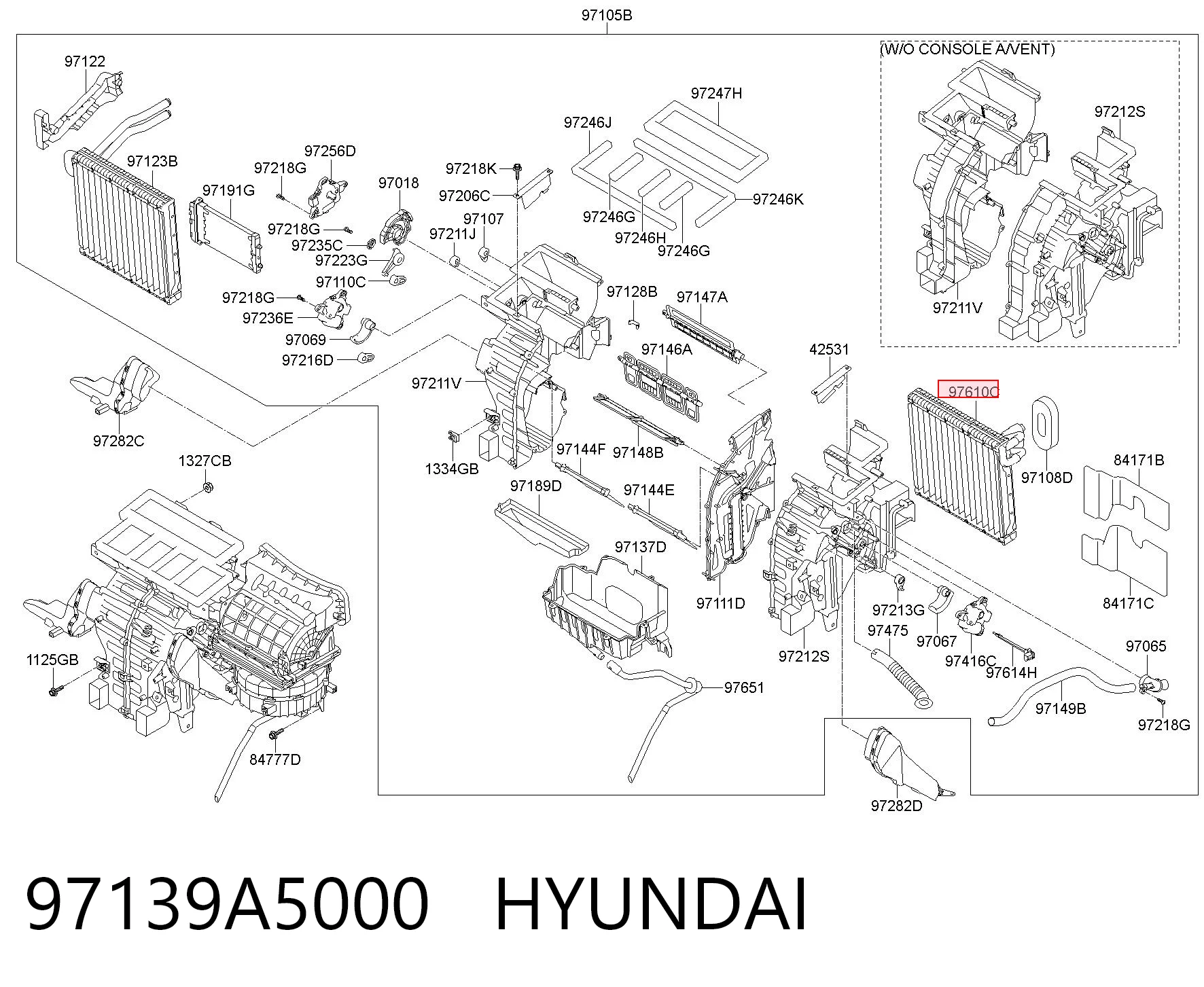 97139A5000 Hyundai/Kia Evaporador, aire acondicionado