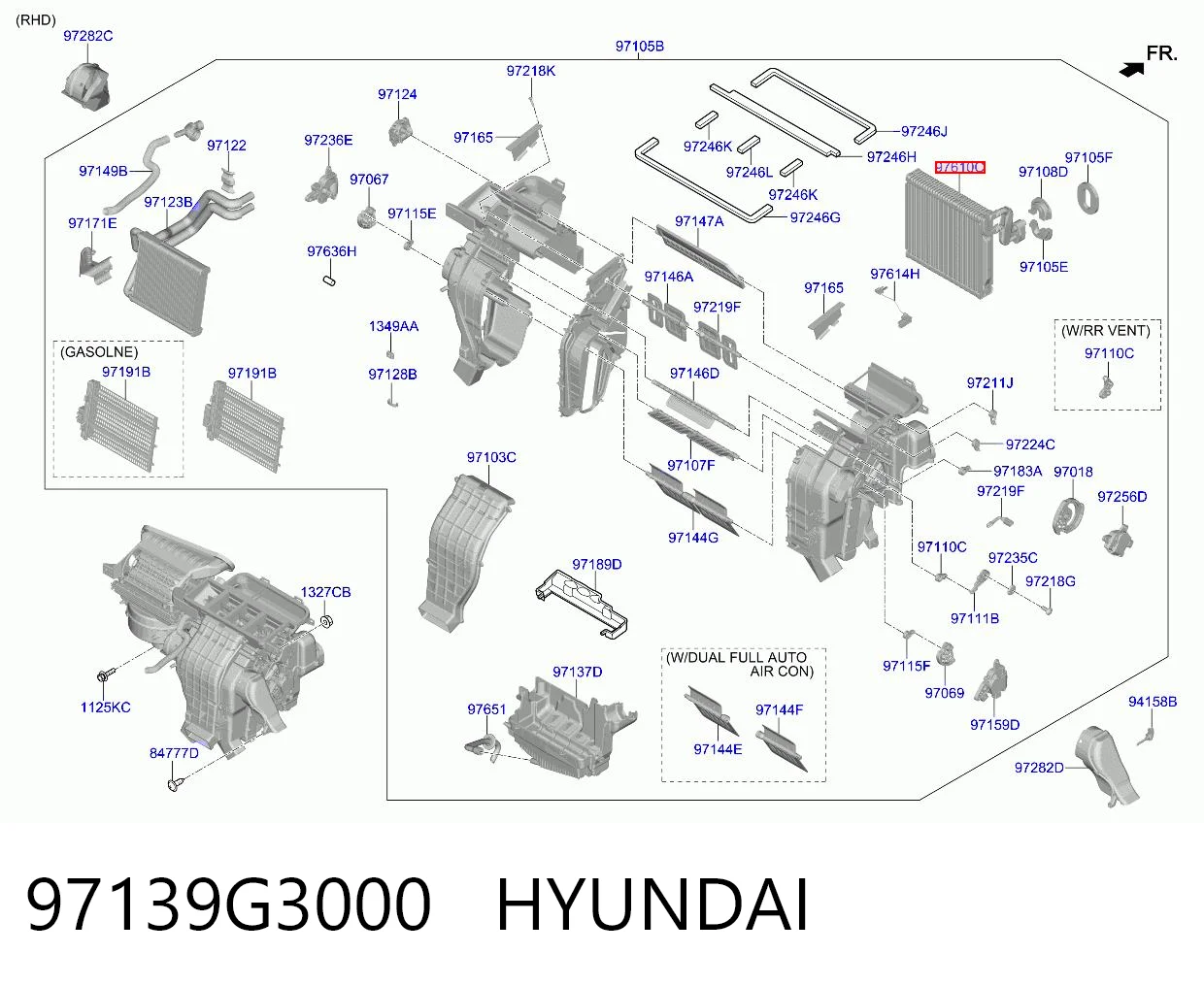 97139G3000 Hyundai/Kia Evaporador, aire acondicionado