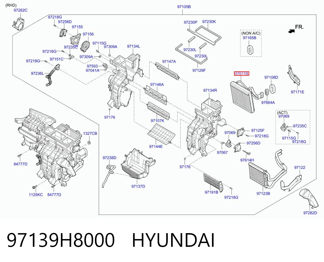 97139H8000 Hyundai/Kia Evaporador, aire acondicionado