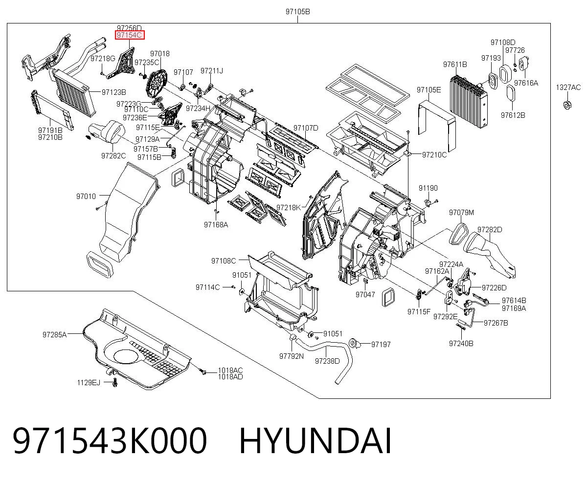 971543K000 Hyundai/Kia Actuador de compuerta de calefacción