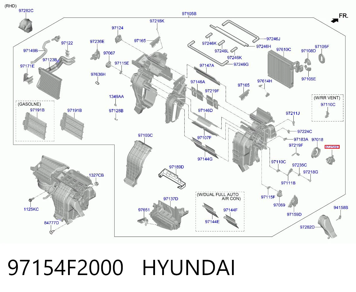 97154F2000 Hyundai/Kia Actuador de compuerta de calefacción