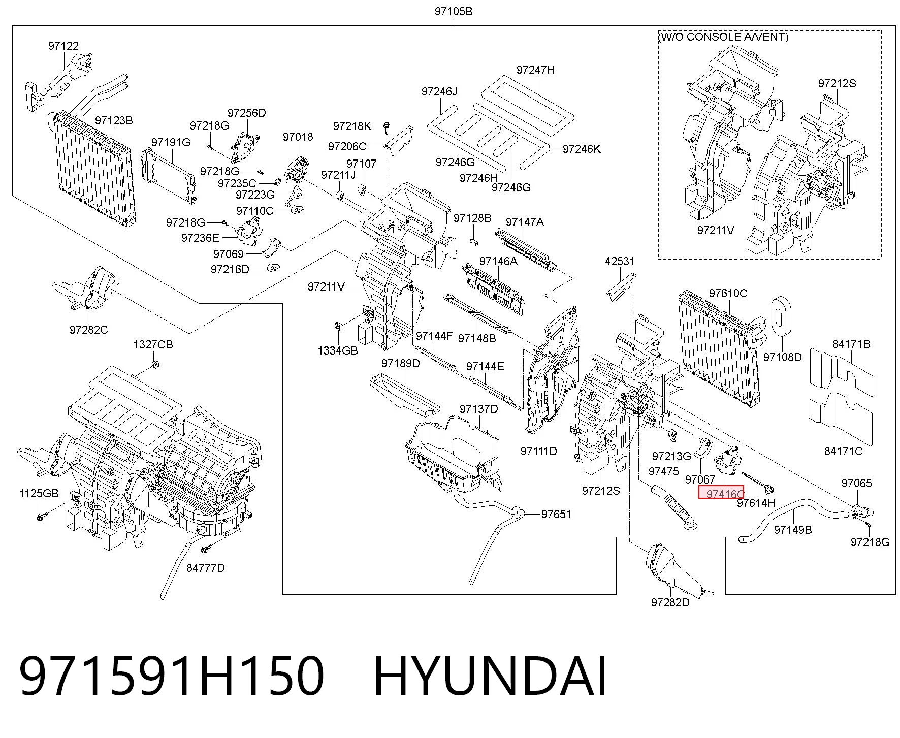 971591H150 Hyundai/Kia Actuador de compuerta de calefacción