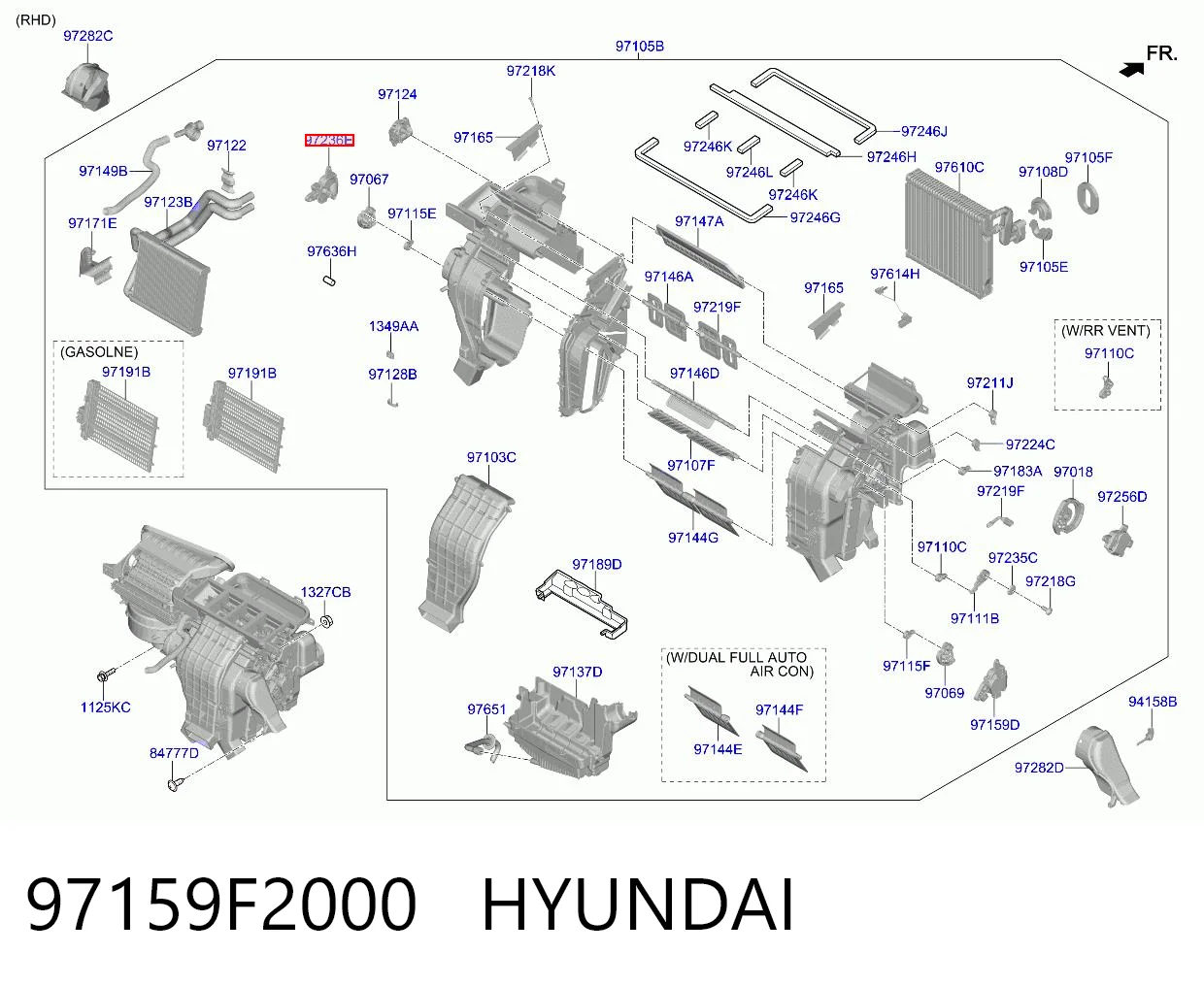 97159F2000 Hyundai/Kia Actuador de compuerta de calefacción