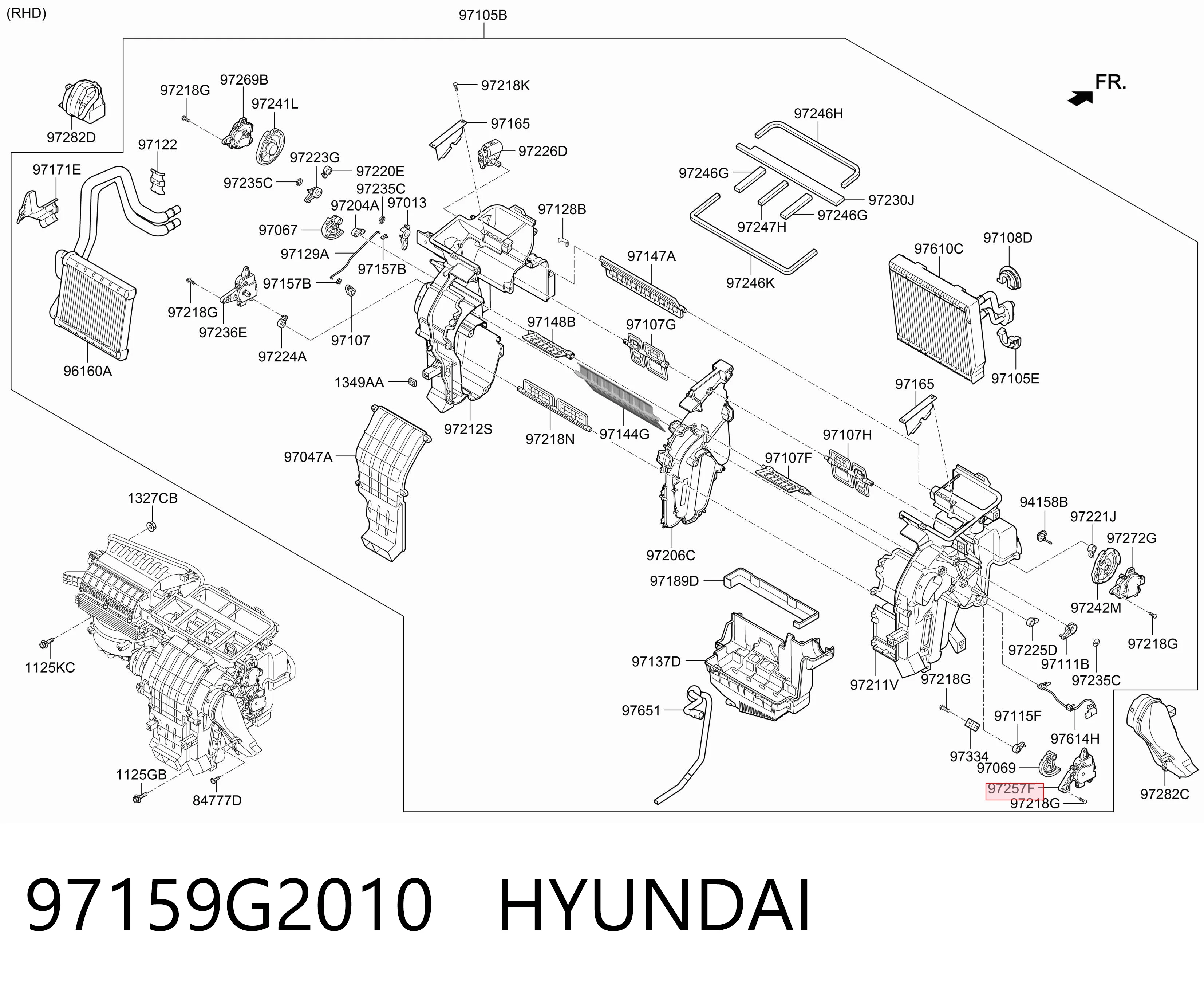 97159G2010 Hyundai/Kia Actuador de compuerta de calefacción