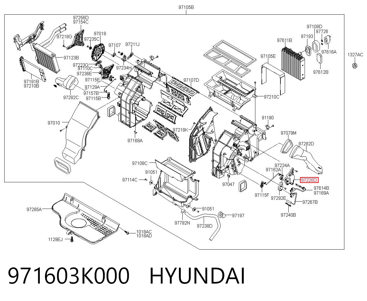 971603K000 Hyundai/Kia Actuador de compuerta de calefacción