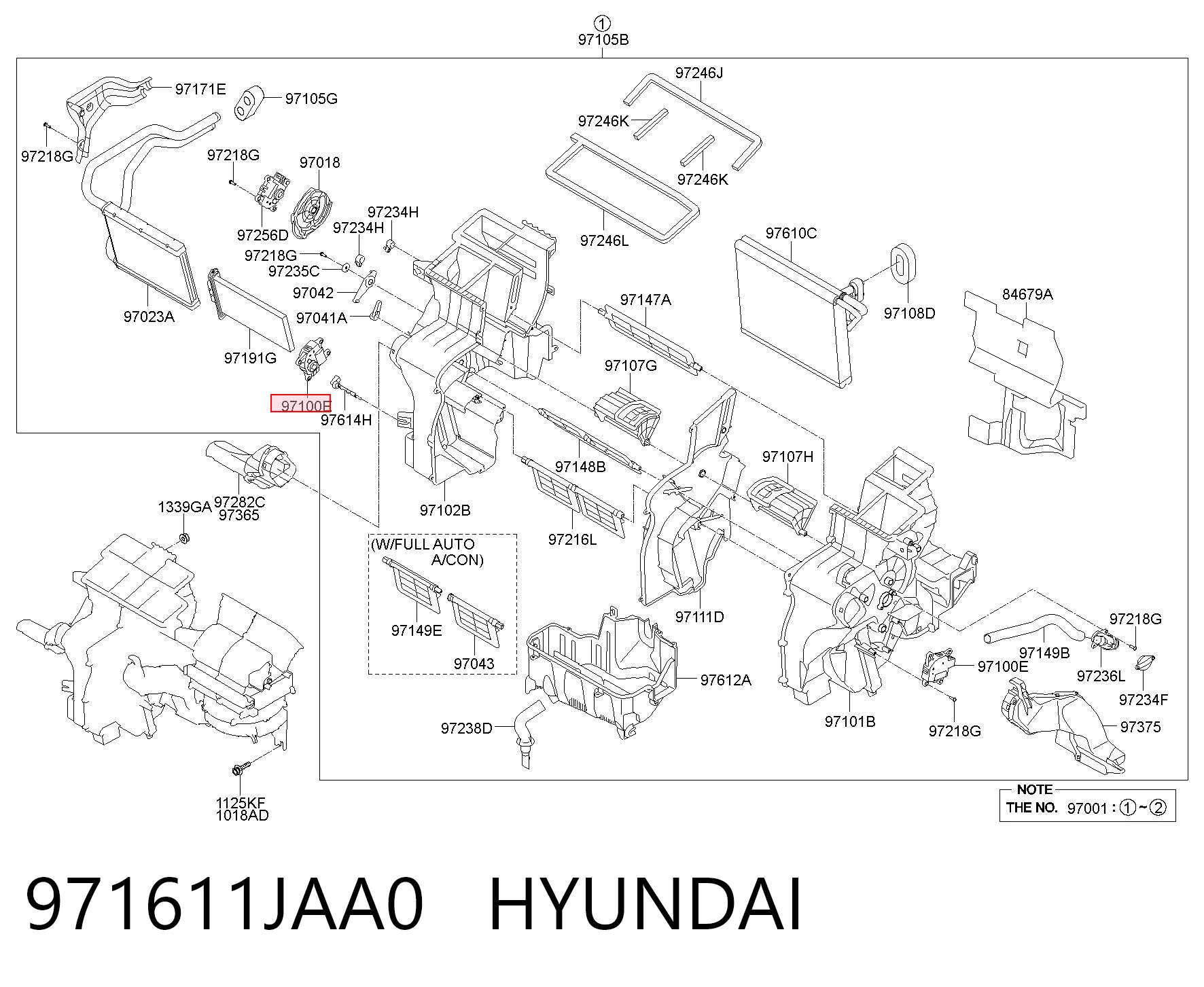 971611JAA0 Hyundai/Kia Actuador de compuerta de calefacción