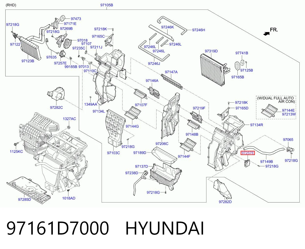 97161D7000 Hyundai/Kia Actuador de compuerta de calefacción