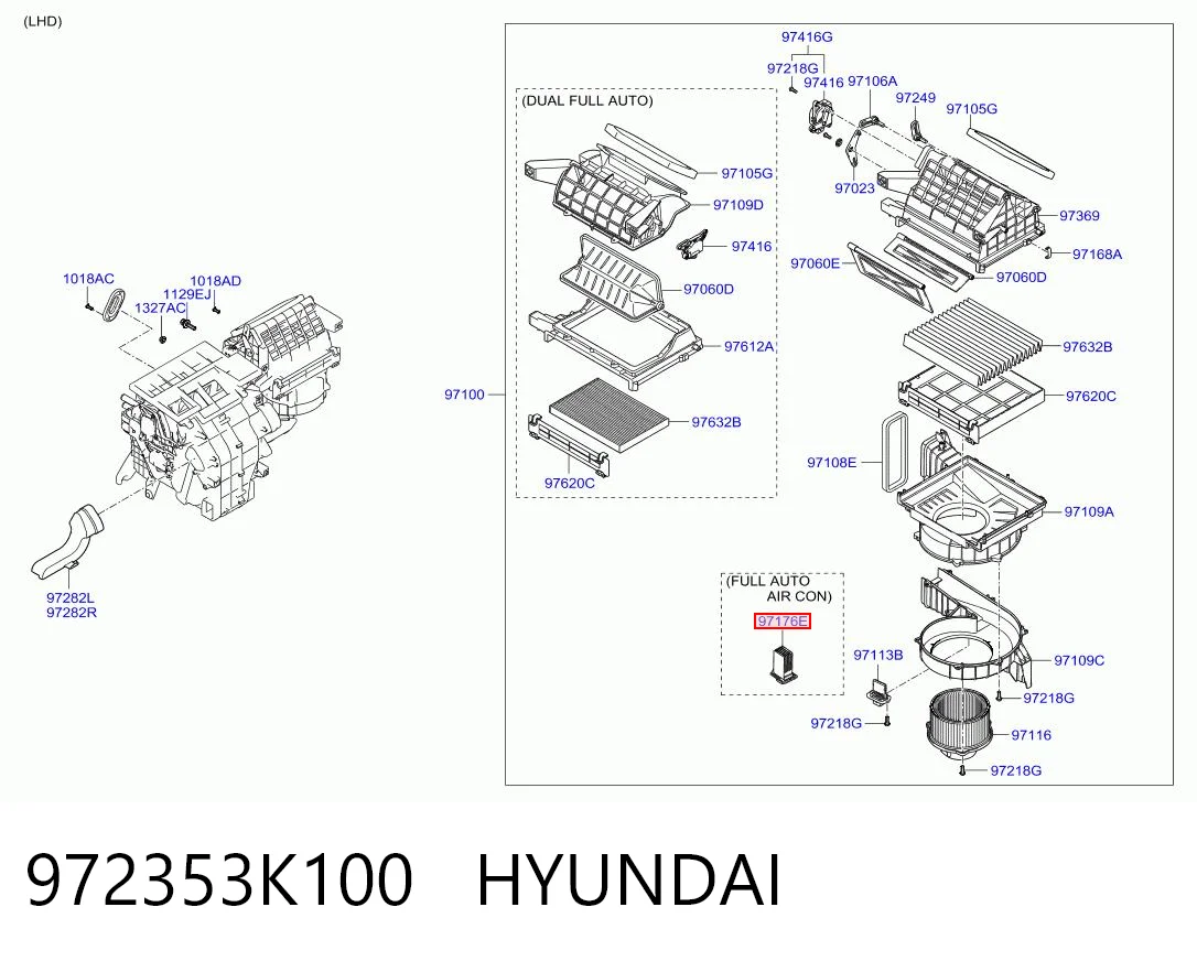 972353K100 Hyundai/Kia Resistencia de calefacción