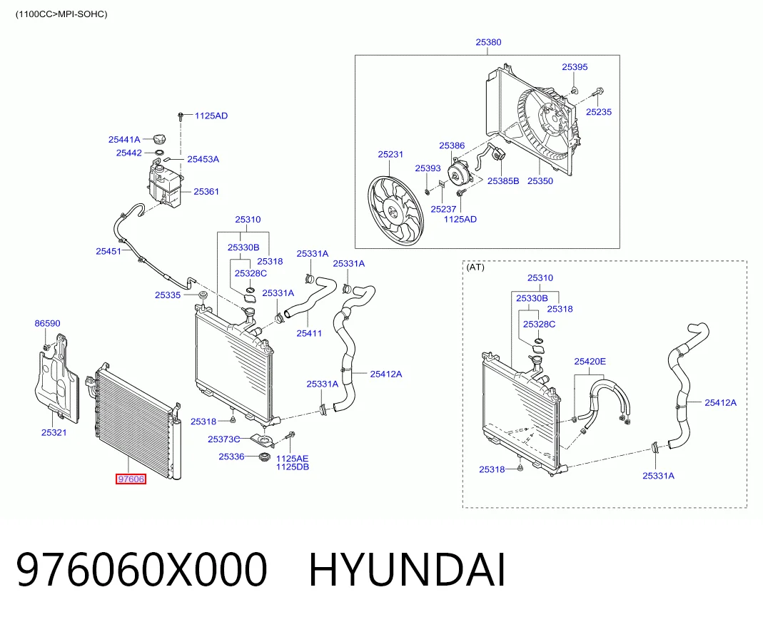 Condensador aire acondicionado Hyundai I10 (PA)