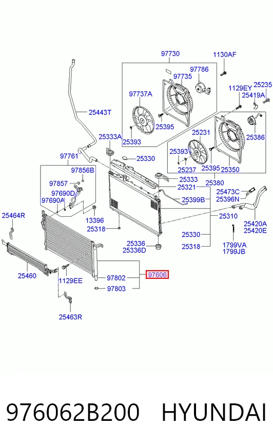 Condensador de aire acondicionado 976062B200 HYUNDAI