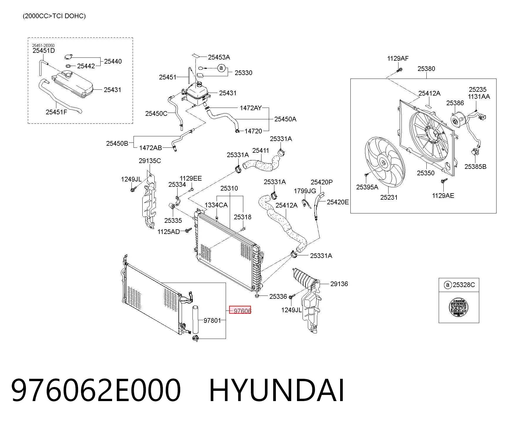 976062E000 Hyundai/Kia Radiador de aire acondicionado