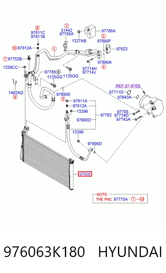 Condensador de aire acondicionado 976063K180 HYUNDAI